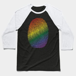 Pansexual Gay Lesbian LGBT Q Asexual | Rainbow Fingerprint Baseball T-Shirt